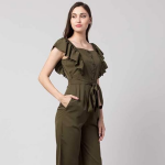 Women's Knee Length Jumpsuit Sleeveless Crepe A-Line Dress